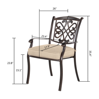 4PCS Patio Outdoor Aluminum Dining Chairs with Cushions, All Weather Stackable