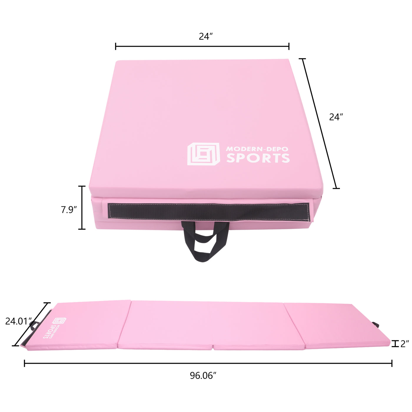 Gymnastics Mat 8'x2'x2" Foldable Tumbling Mats with Carrying Handles Four Fold Thick Exercise Mat for Home Aerobics Stretching Yoga