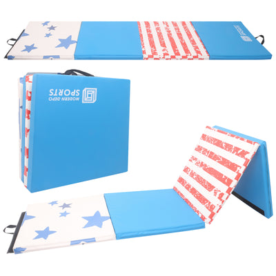Gymnastics Mat 8'x2'x2" Foldable Tumbling Mats with Carrying Handles Four Fold Thick Exercise Mat for Home Aerobics Stretching Yoga
