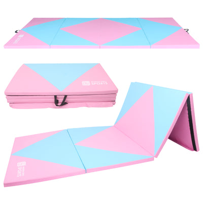 Gymnastics Mat 10'x4'x2" Foldable Tumbling Mats with Carrying Handles Four Fold Thick Exercise Mat for Home Aerobics Stretching Yoga