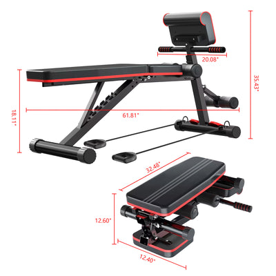 Adjustable Weight Bench Foldable Press Sit Up Bench for Home Gym Training Full Body Workout Multi-Purpose Flat Incline Exercise Bench, Black
