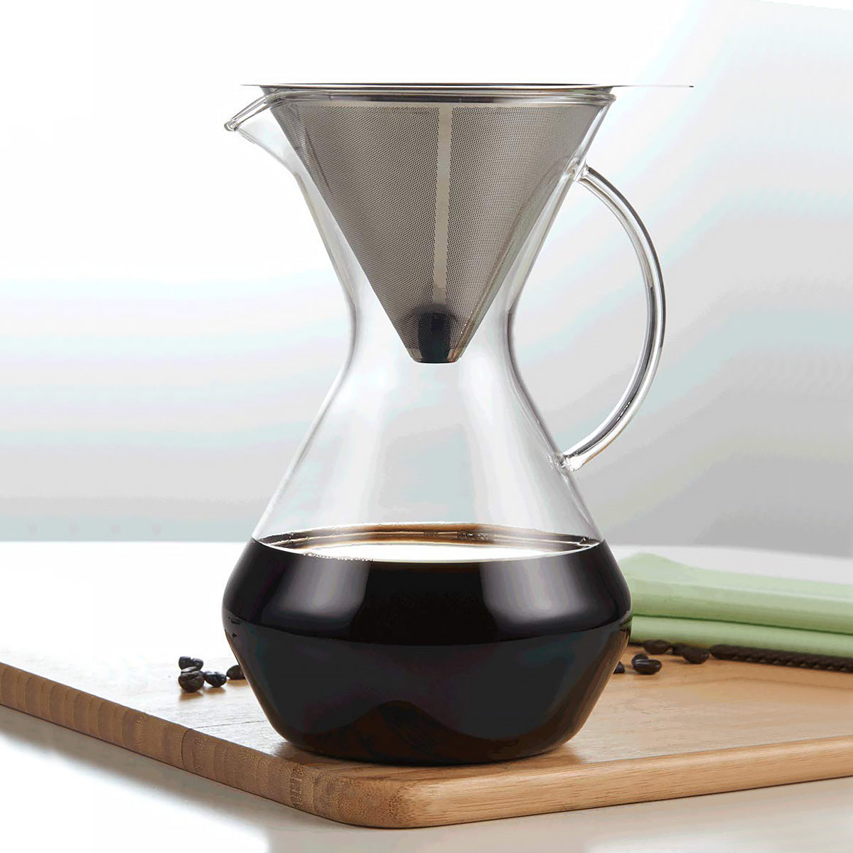 Glass Coffee Maker Pour Over with Coffee Dripper Filter Lead Free