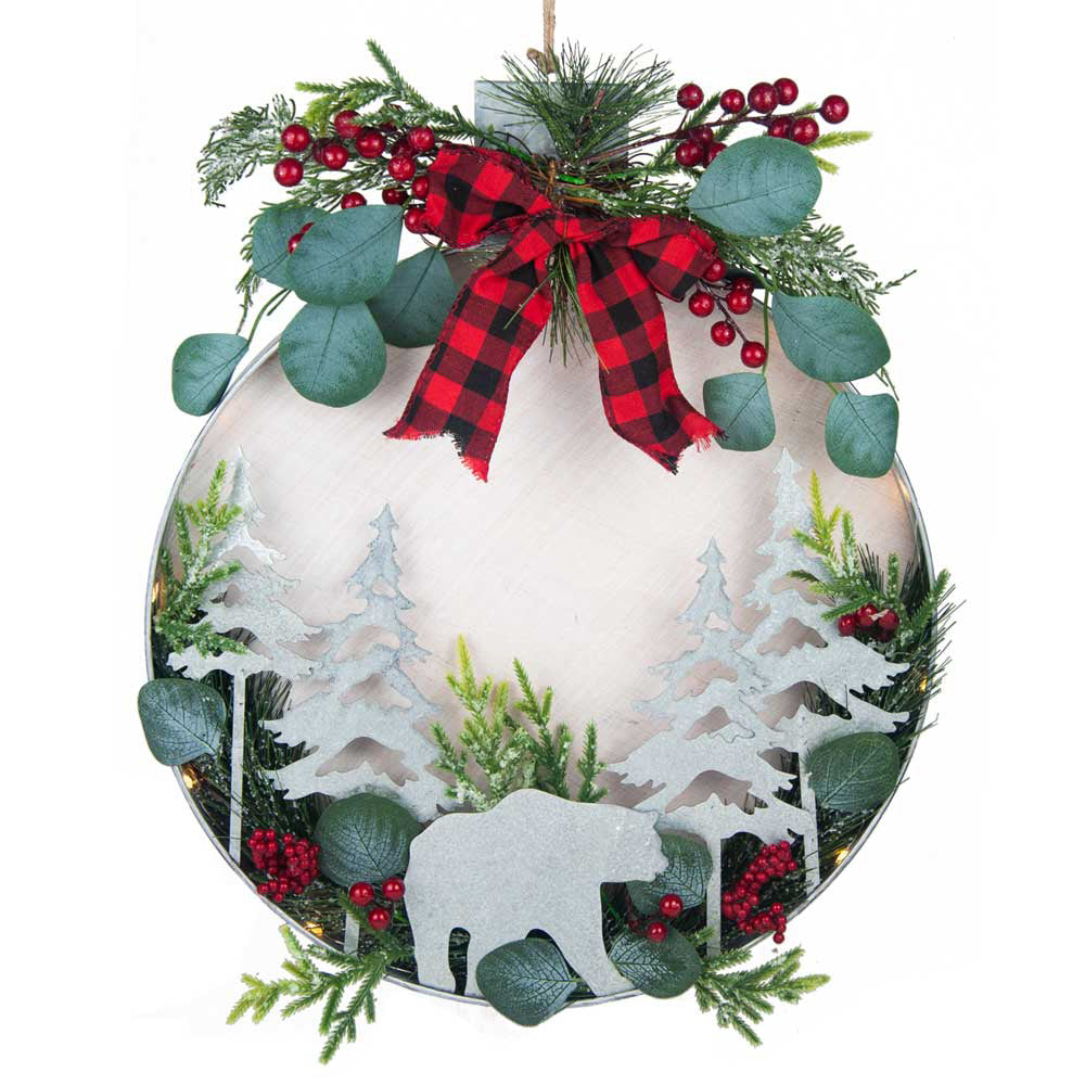 16" Christmas Wreath Door Décor Die Cut Wall Silhouette with Lights
