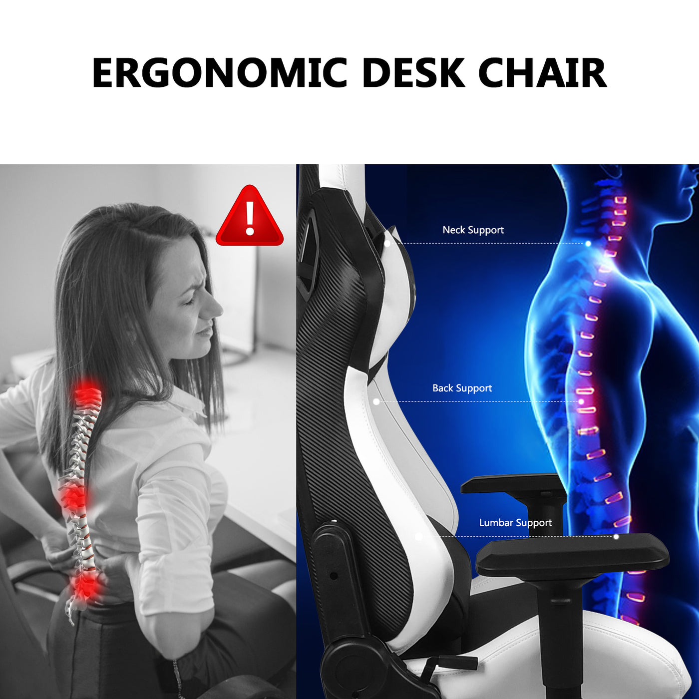 Ergonomic High-Back Swivel Racing Style Office Gamer Desk Computer Gaming Chair