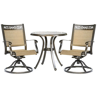 3 Piece Bistro Patio Table Chairs Set Aluminum Dining Table Swivel Rocker Chairs