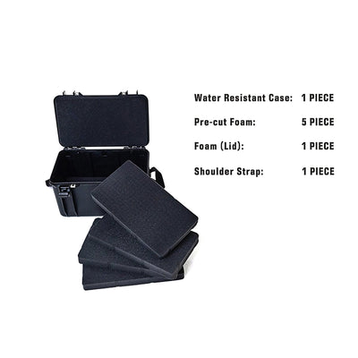 Water Resistant Case Dry Box Pre-Cut Foam Multi-Purpose Protective Case, Black