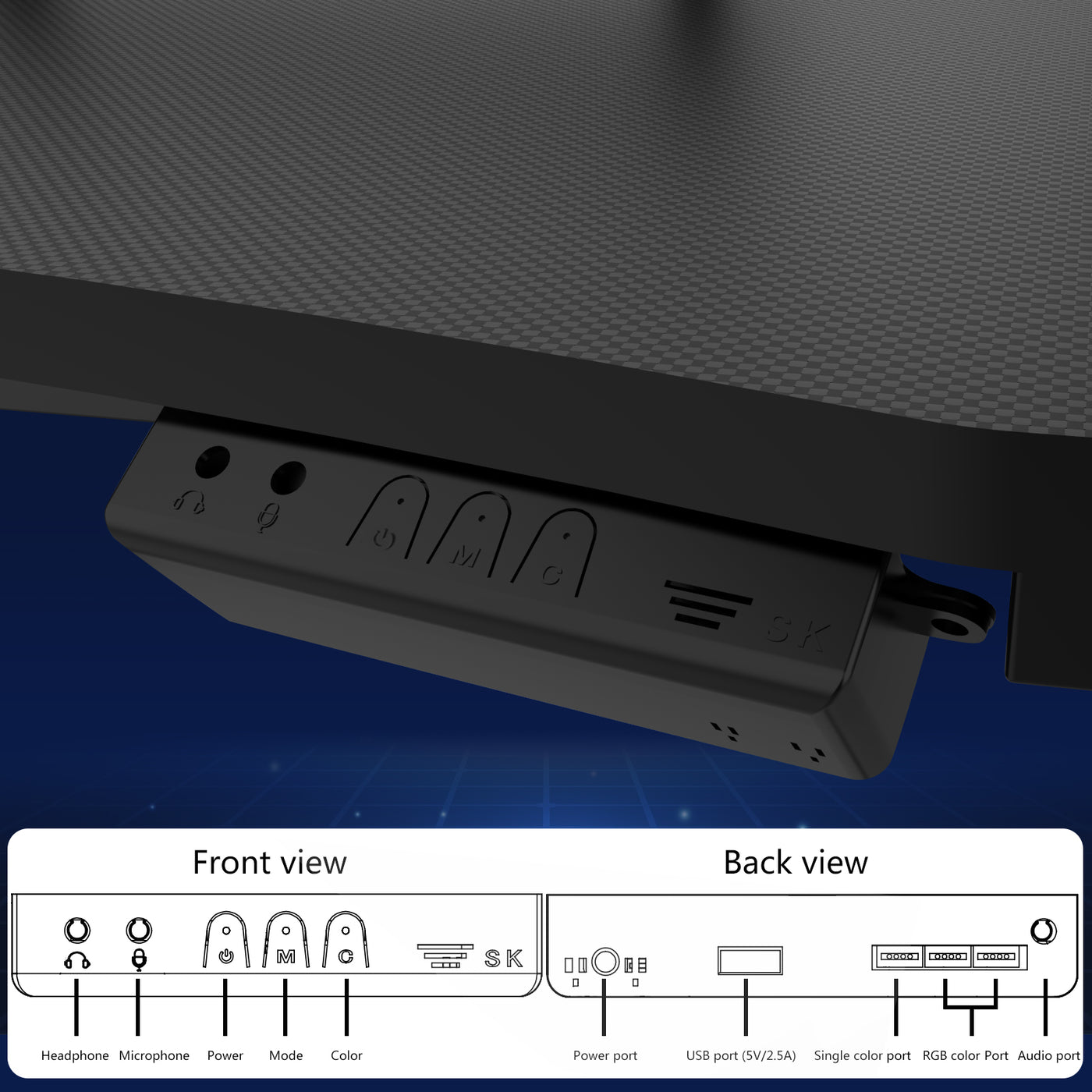 Computer Gaming Desk with LED Lights Monitor Stand 41 Inch PC Table Workstation