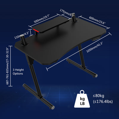 Computer Gaming Desk with LED Lights Monitor Stand 41 Inch PC Table Workstation