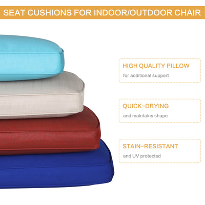 Outdoor Chair Cushions Set of 2 for Patio Furniture, Square Corner Patio Chair Seat Pads with Velcro, 19.3"x20.5"x3"