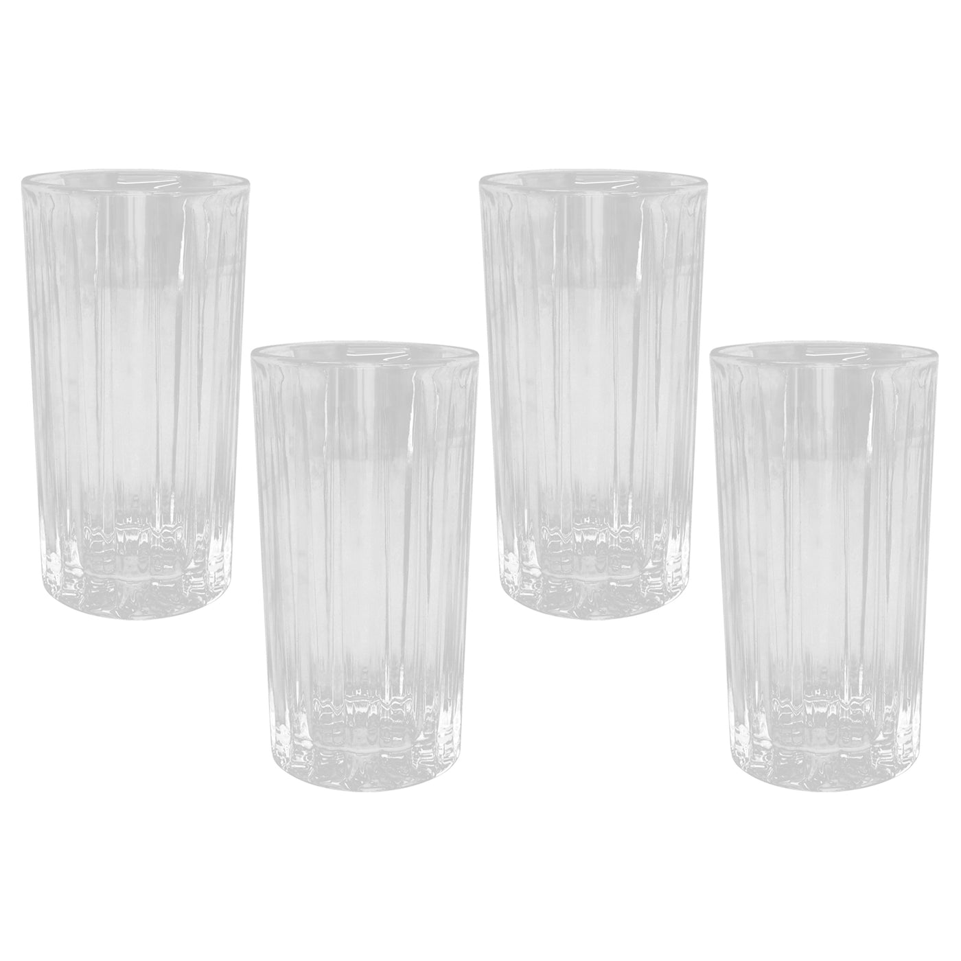 Set of 4 Clear Highball Drinking Glasses Kitchen Glassware Perfect for Party, Gin and Tonic Glasses, Cocktail Glasses, Juice Tumblers & Water Glasses