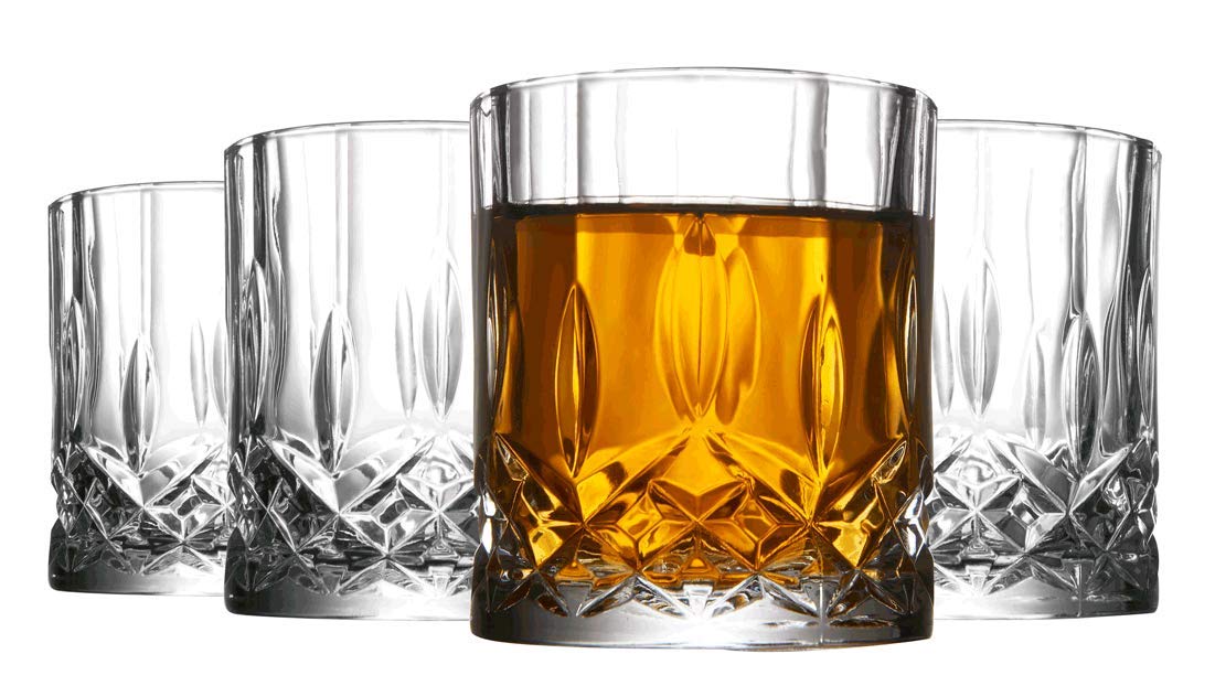 Whiskey Tumbler Cups Crystal Drinking Glasses for Wine Beer Lead Free Set of 4