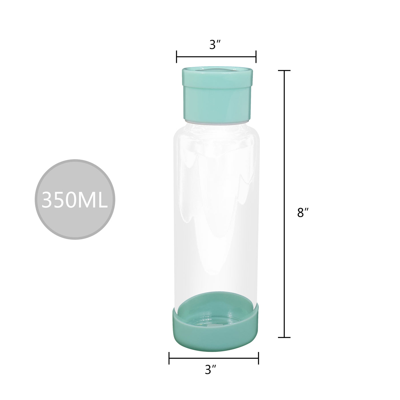 Clear Water Bottle 12oz / 350ml Wide Mouth Glass Bottles with Lids for Juicing
