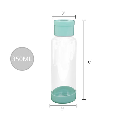 Clear Water Bottle 12oz / 350ml Wide Mouth Glass Bottles with Lids for Juicing