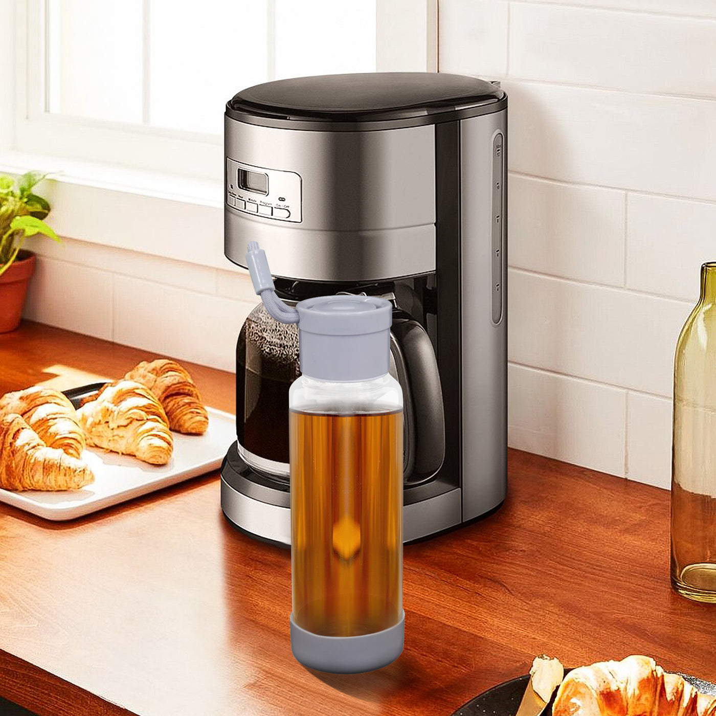 Clear Water Bottle 12oz / 350ml Wide Mouth Glass Bottles with Lids for Juicing