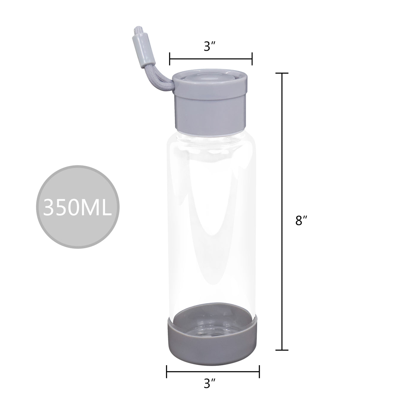 Clear Water Bottle 12oz / 350ml Wide Mouth Glass Bottles with Lids for Juicing
