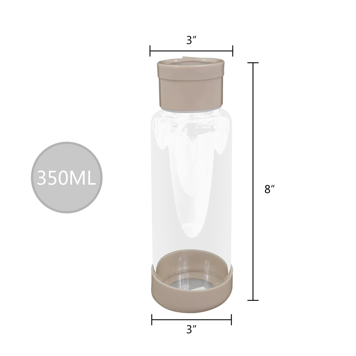 Clear Water Bottle 12oz / 350ml Wide Mouth Glass Bottles with Lids for Juicing