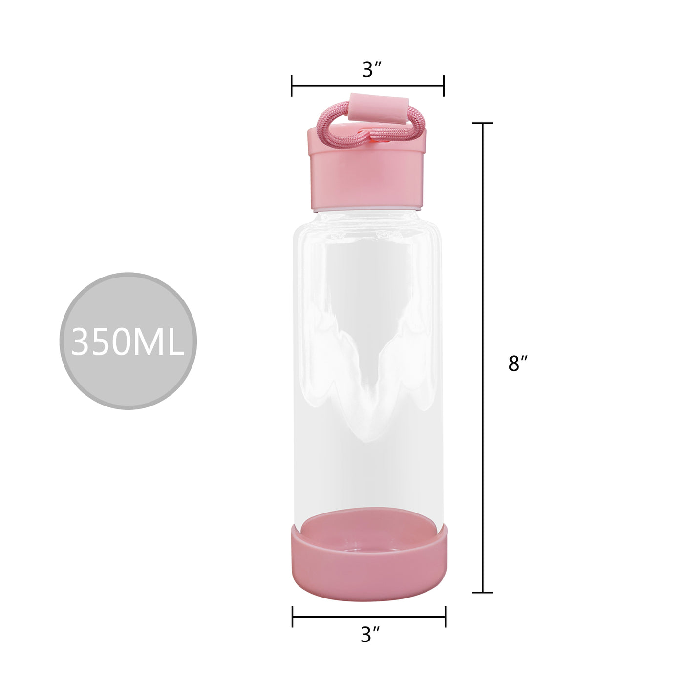 Clear Water Bottle 12oz / 350ml Wide Mouth Glass Bottles with Lids for Juicing