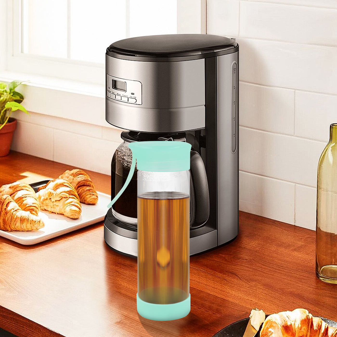 Clear Water Bottle 14oz / 410ml Wide Mouth Glass Bottles with Lids for Juicing