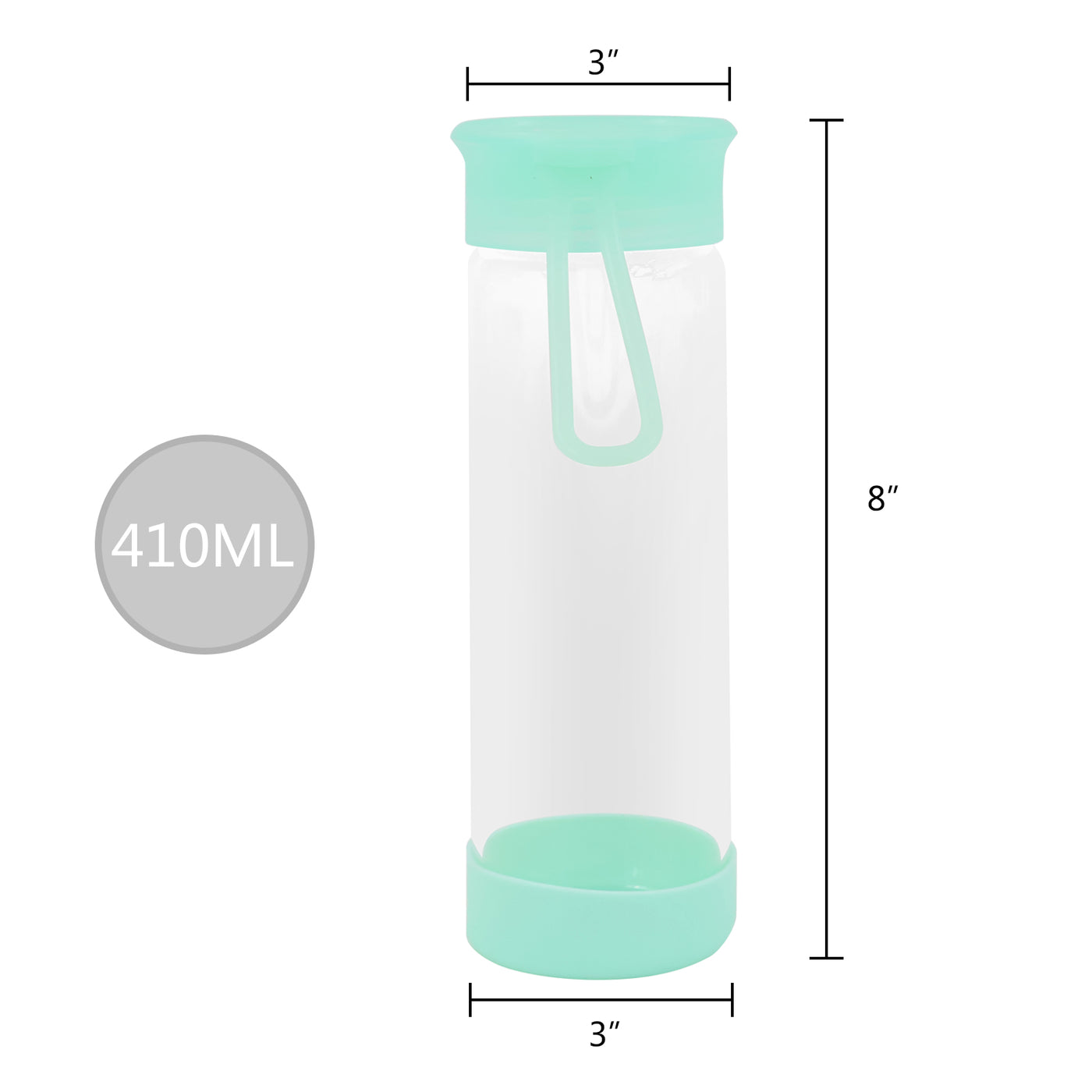 Clear Water Bottle 14oz / 410ml Wide Mouth Glass Bottles with Lids for Juicing