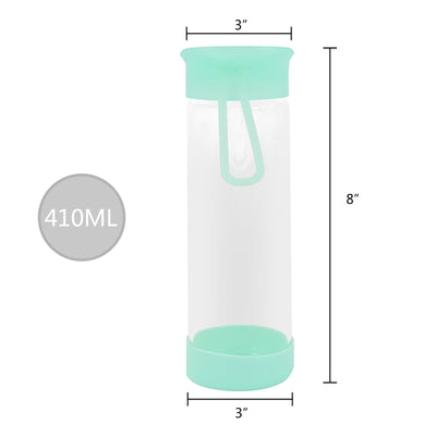 Clear Water Bottle 14oz / 410ml Wide Mouth Glass Bottles with Lids for Juicing
