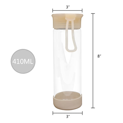 Clear Water Bottle 14oz / 410ml Wide Mouth Glass Bottles with Lids for Juicing
