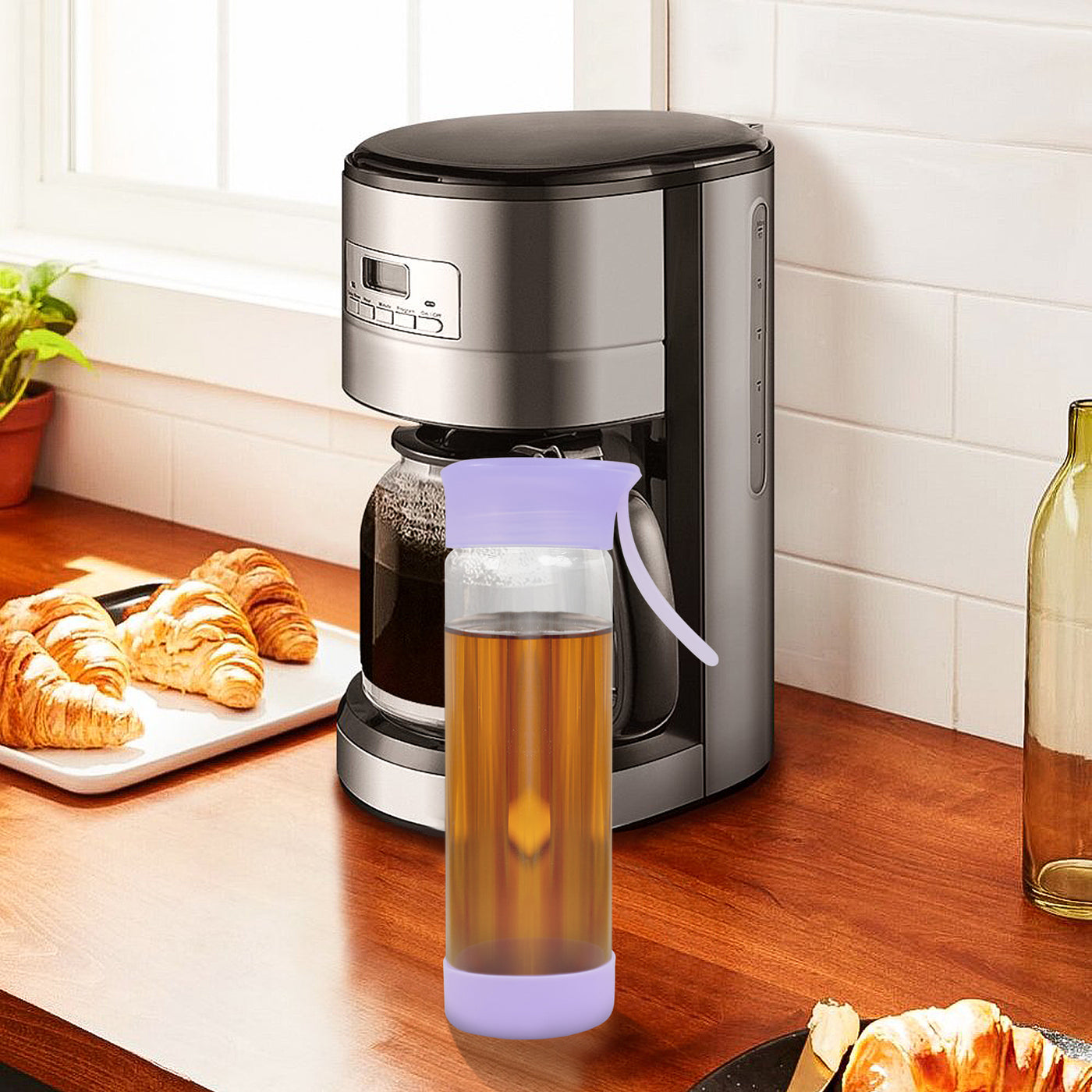 Clear Water Bottle 14oz / 410ml Wide Mouth Glass Bottles with Lids for Juicing