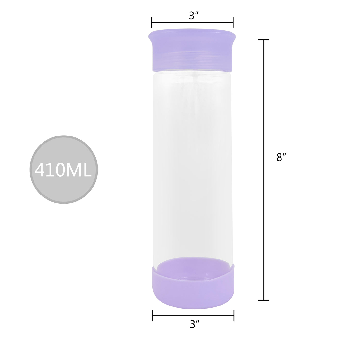 Clear Water Bottle 14oz / 410ml Wide Mouth Glass Bottles with Lids for Juicing