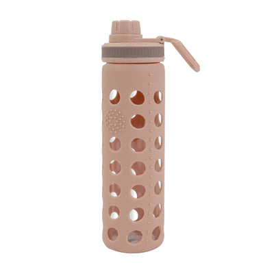 20oz Clear Glass Water Bottles Extra Lid Reusable Fitness Sports Bottle