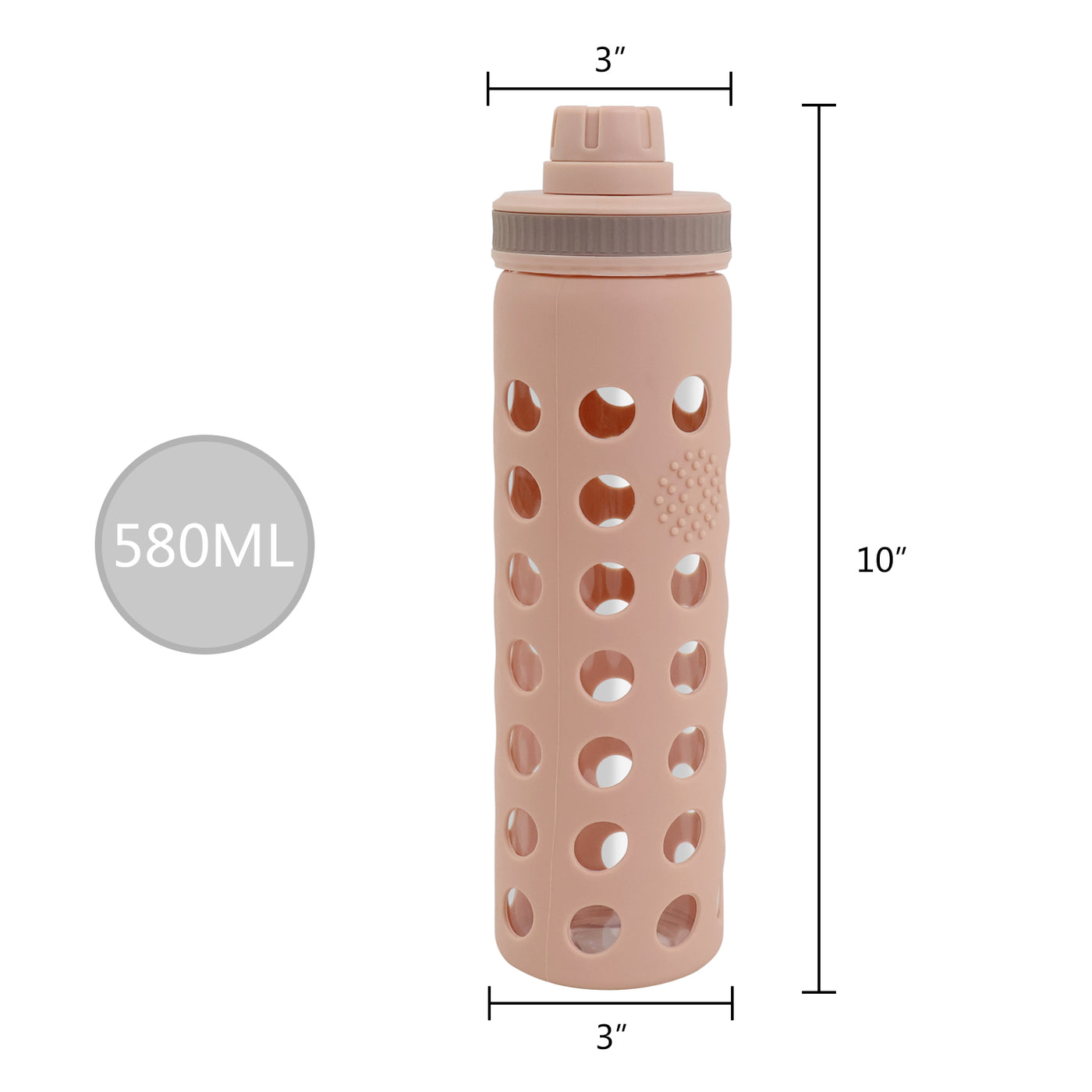 20oz Clear Glass Water Bottles Extra Lid Reusable Fitness Sports Bottle