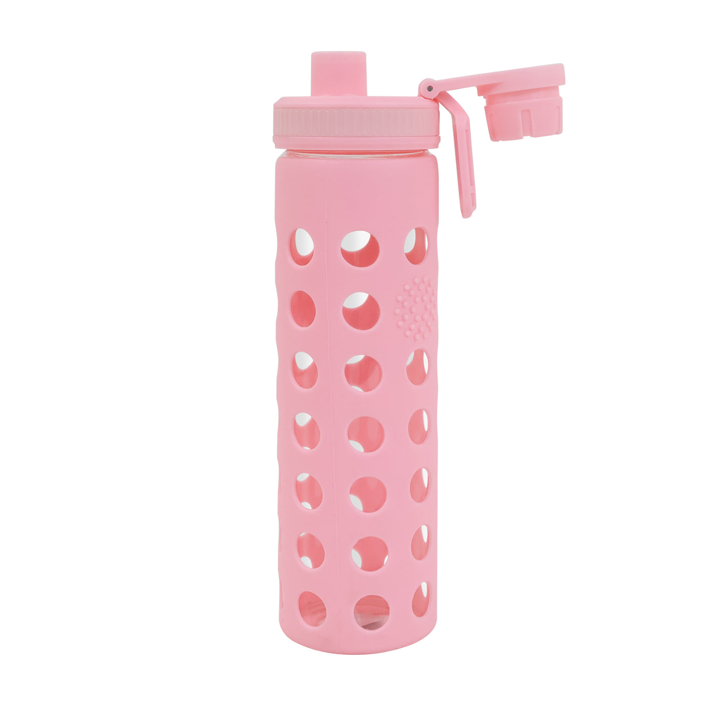 20oz Clear Glass Water Bottles Extra Lid Reusable Fitness Sports Bottle