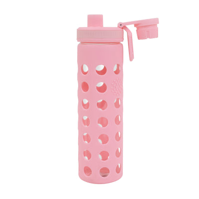 20oz Clear Glass Water Bottles Extra Lid Reusable Fitness Sports Bottle