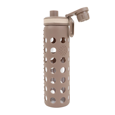 20oz Clear Glass Water Bottles Extra Lid Reusable Fitness Sports Bottle