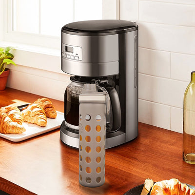 20oz Clear Glass Water Bottles Extra Lid Reusable Fitness Sports Bottle