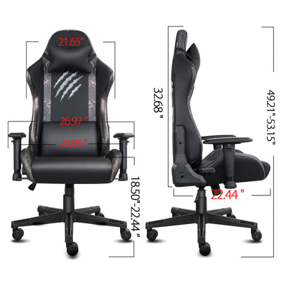 Gaming Racing Chair with Dragon Totem Ergonomic Swivel Recliner Computer Chair