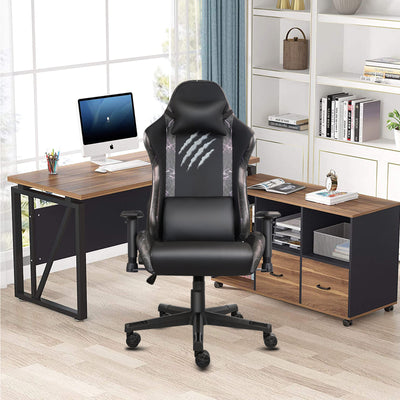 Gaming Racing Chair with Dragon Totem Ergonomic Swivel Recliner Computer Chair