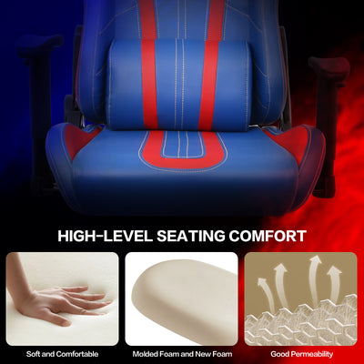 Ergonomic Video Gaming Chair Recliner | 360 Degree Swivel Computer Gaming Chair with Lumbar Support, Headrest, Height Adjustable for Study, Home Office, Blue Red