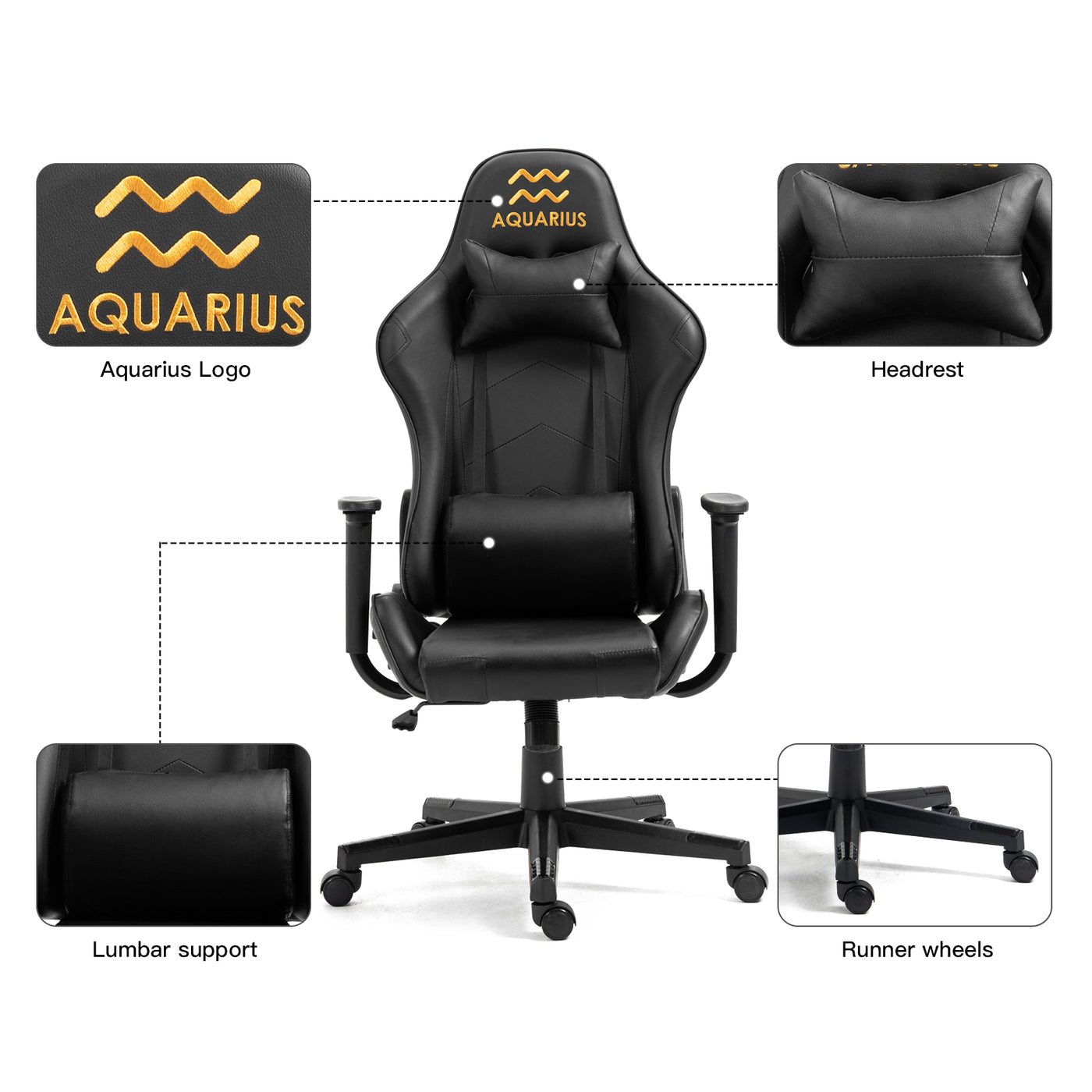 Ergonomic Office Swivel Recliner Executive Gaming Chair Headrest Computer Seat