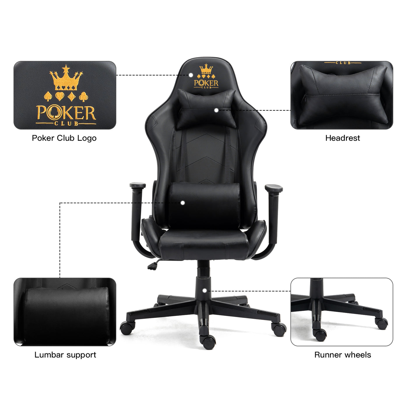 Ergonomic Office Swivel Recliner Executive Gaming Chair Headrest Computer Seat