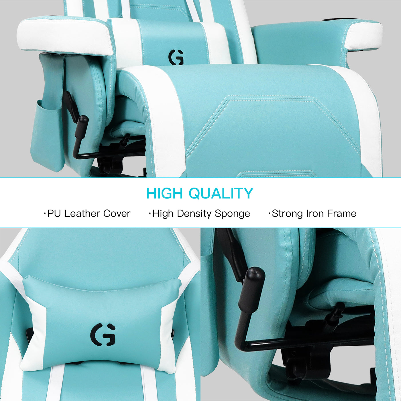 High Back Gaming Chair with Footrest Office Recliner Swivel Desk Chair