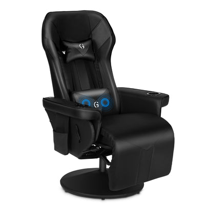 Swivel Gaming Chair with Bluetooth Speaker and Ergonomic Massage Lumbar Support
