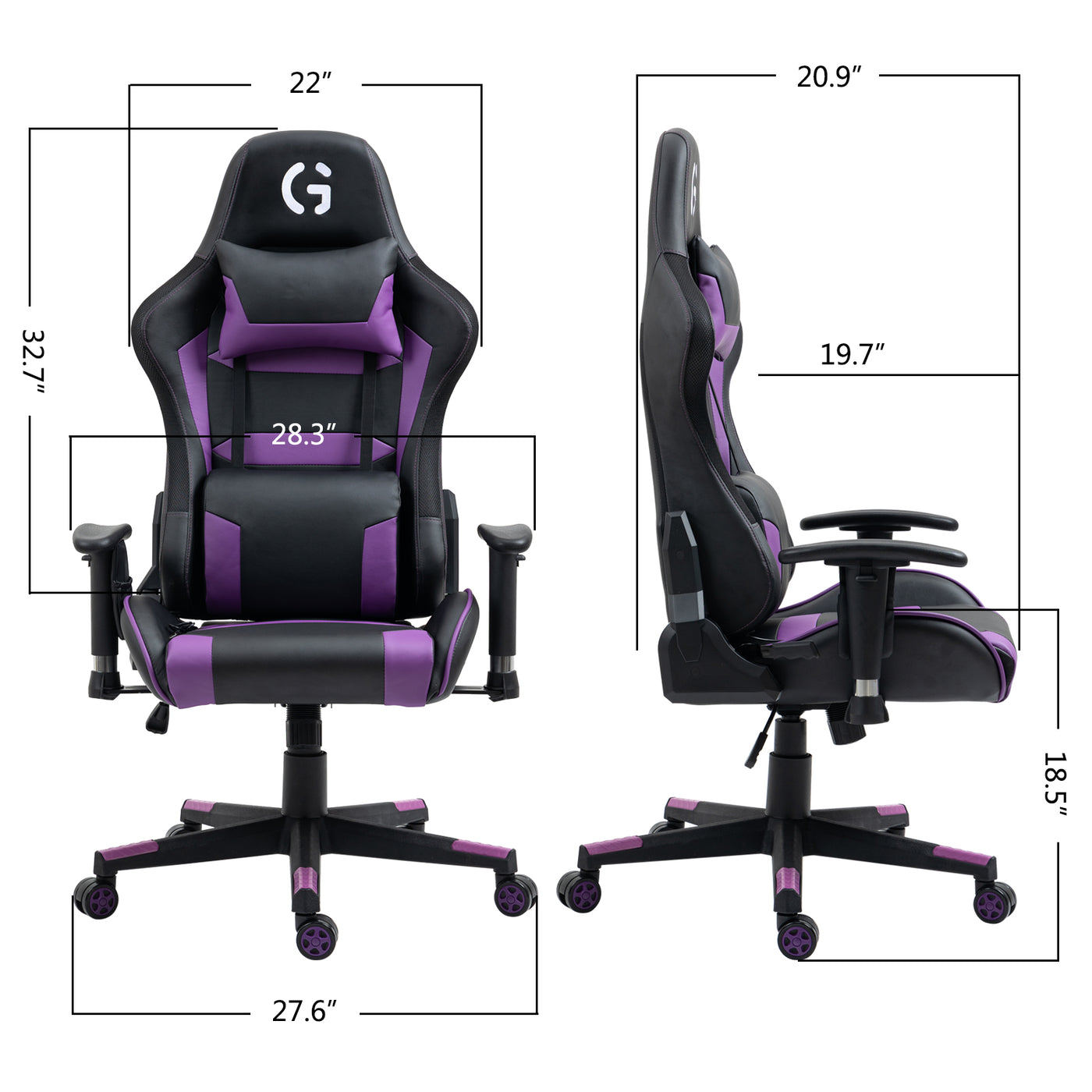 Computer Gaming Chair with LED RGB Light High-Back Ergonomic Office Swivel Chair