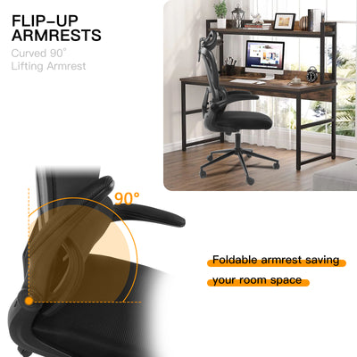 Ergonomic Office Chair Height Adjustable Seat Swivel Computer Chair Breathable Mesh Chair with Flip-up Armrest, Lumbar Support, Adjustable Headrest