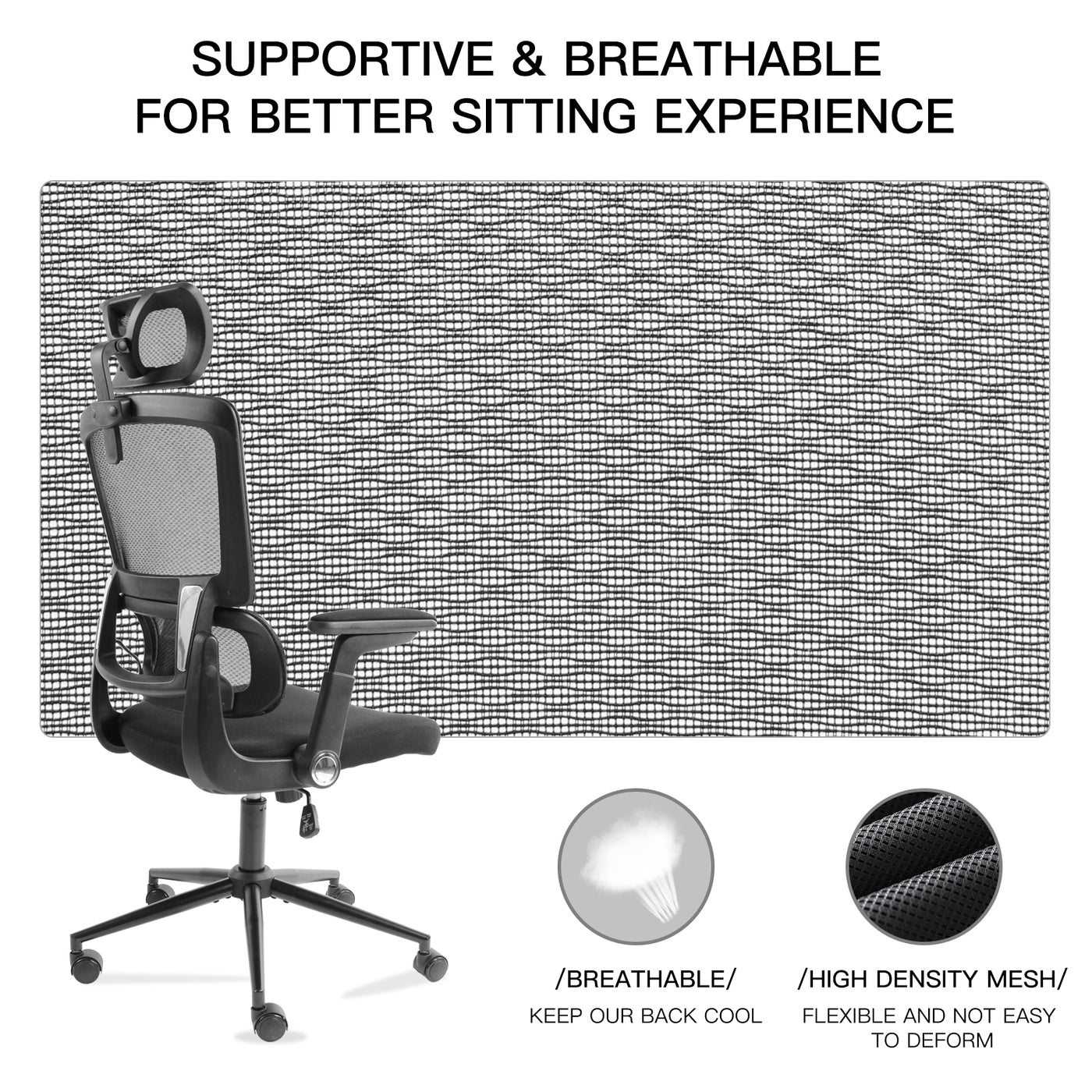 Ergonomic Home Office Breathable Mesh Chair Flip-up Armrest Computer Task Chair