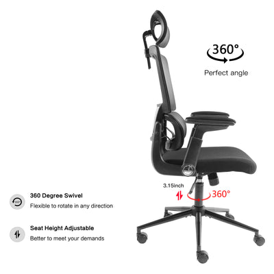 Ergonomic Home Office Breathable Mesh Chair Flip-up Armrest Computer Task Chair