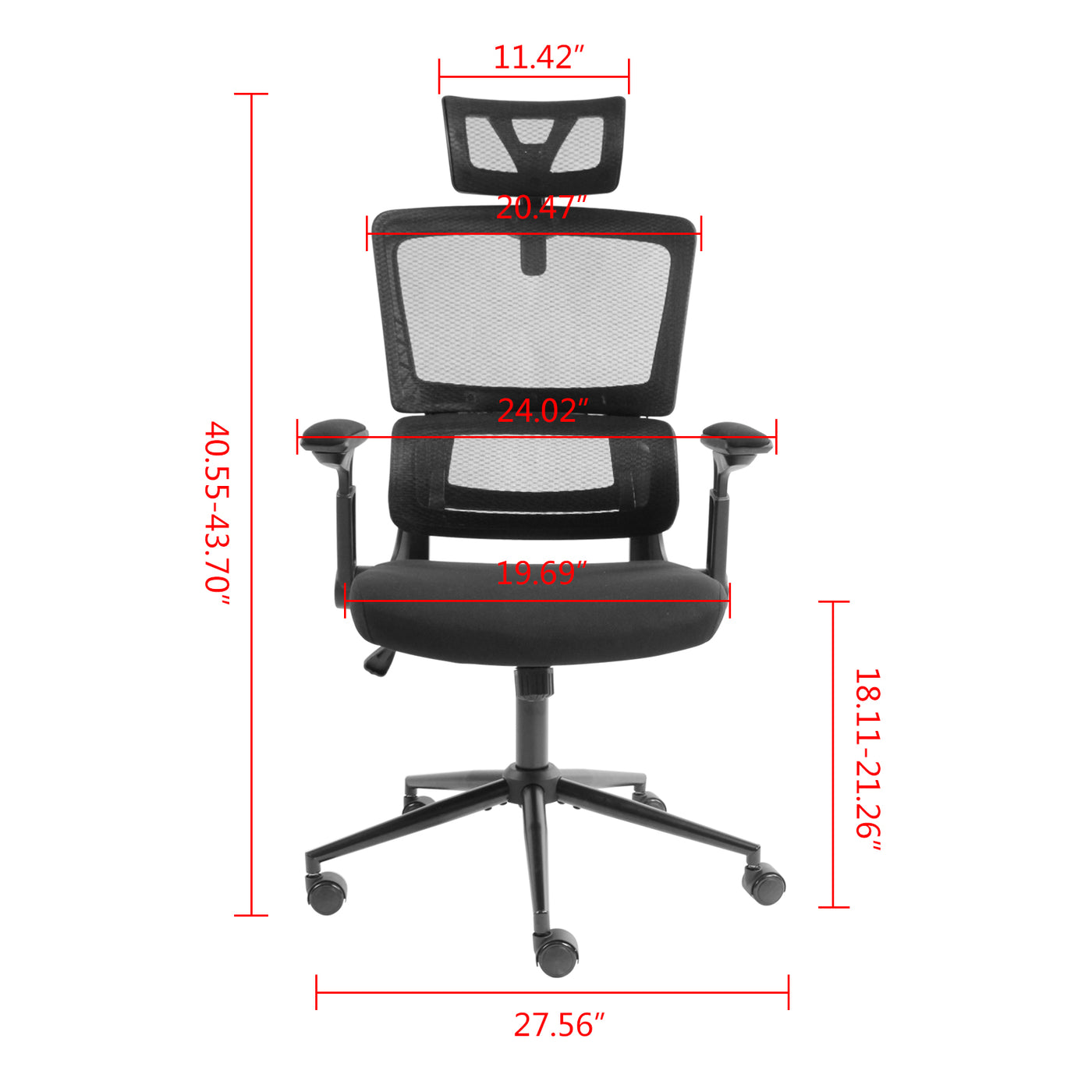 Ergonomic Home Office Breathable Mesh Chair Flip-up Armrest Computer Task Chair