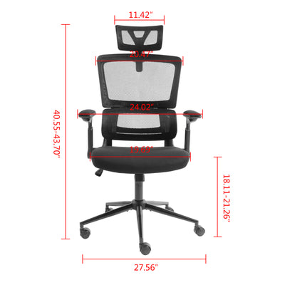 Ergonomic Home Office Breathable Mesh Chair Flip-up Armrest Computer Task Chair
