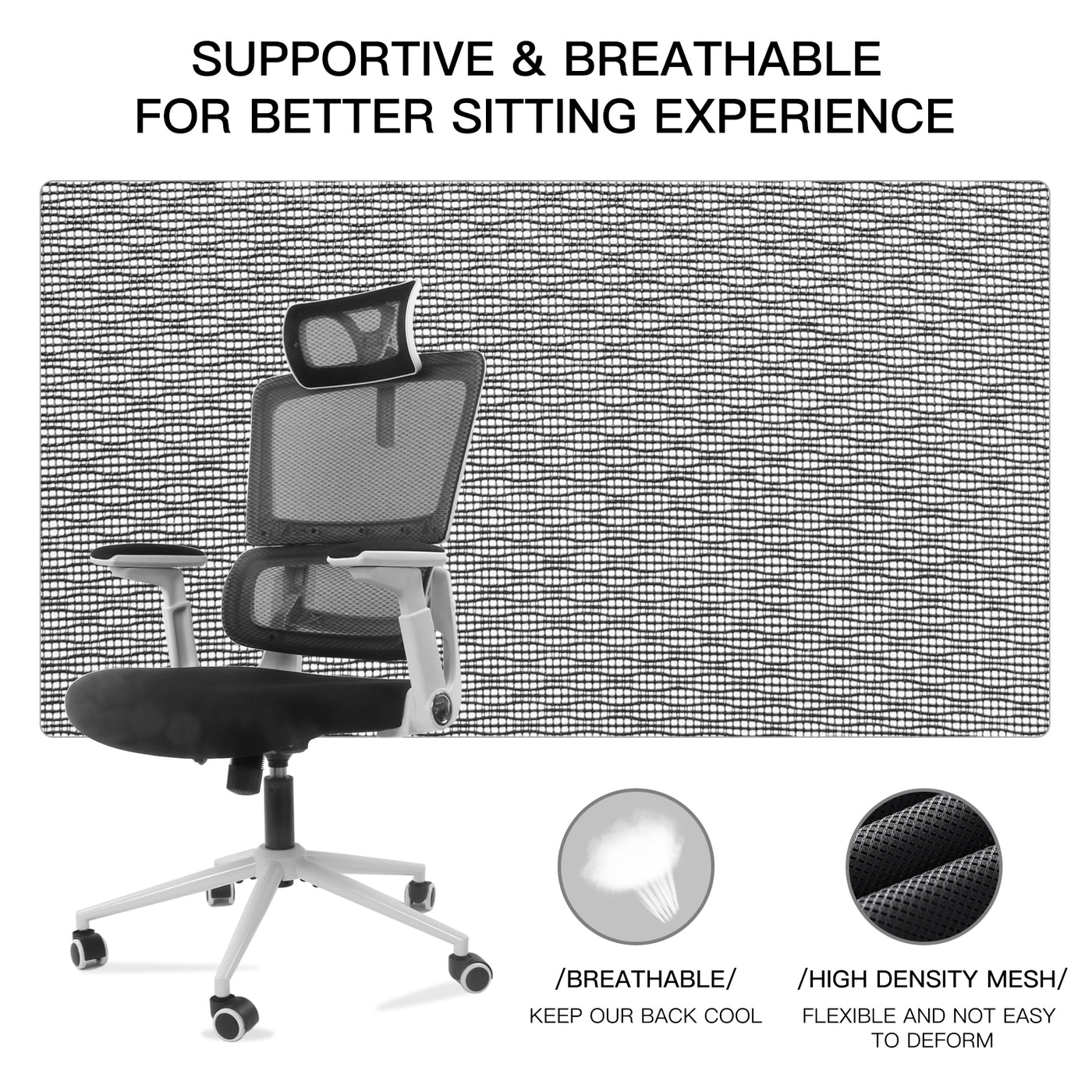 Ergonomic Home Office Breathable Mesh Chair Flip-up Armrest Computer Task Chair