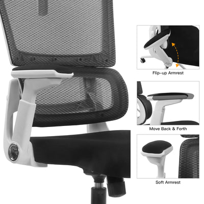 Ergonomic Home Office Breathable Mesh Chair Flip-up Armrest Computer Task Chair