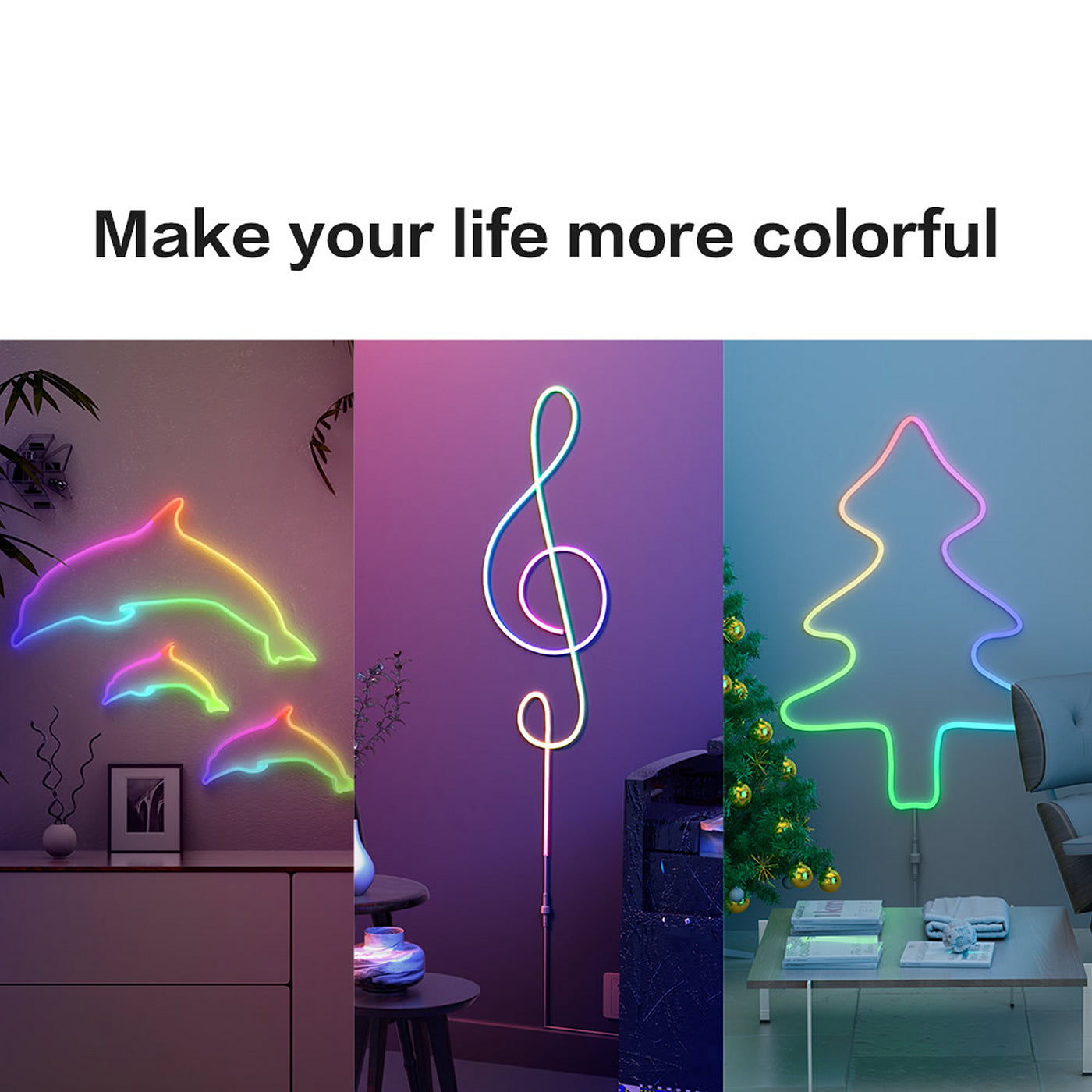 RGBIC Neon Rope Light, 16.4ft LED Strip Lights, Music Sync, DIY Design, Neon Lights for Gaming Room Living Bedroom Wall Decor