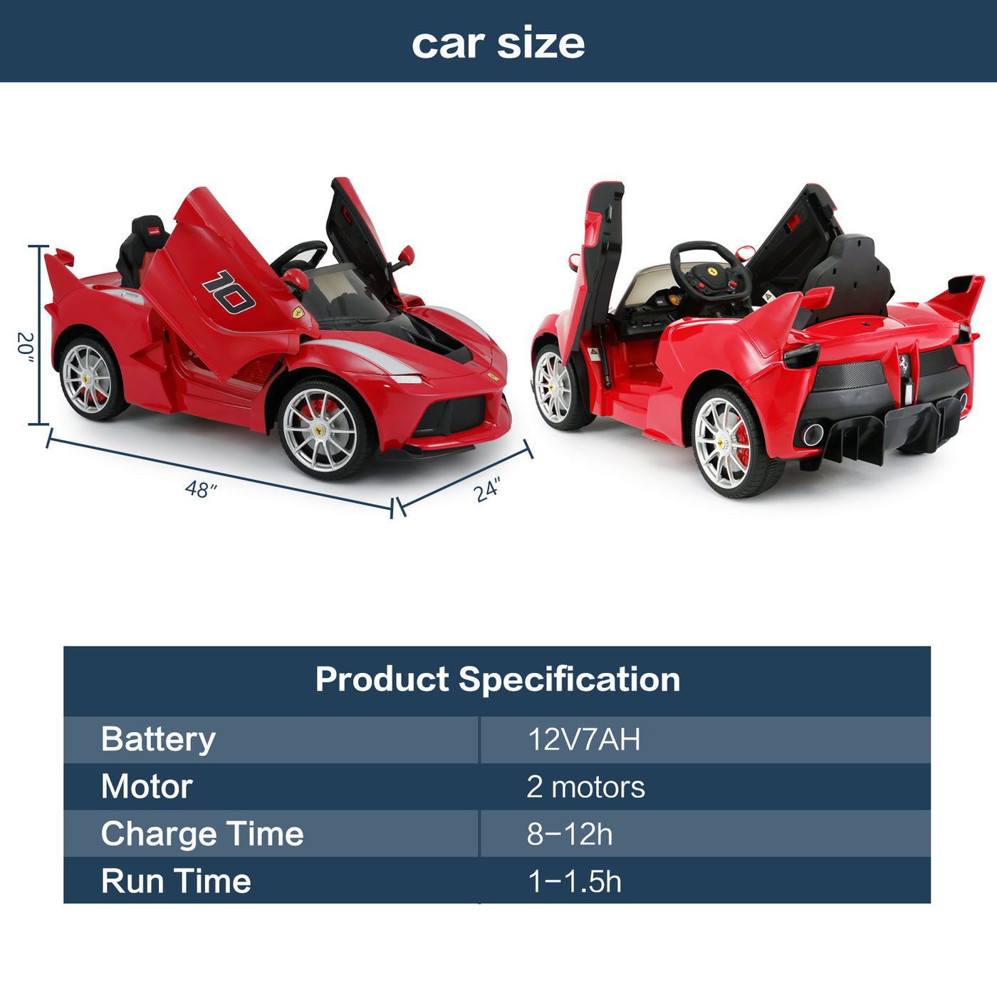 Licensed Ferrari LaFerrari Racing Ride On Car 12V Kids Electric Car with Remote Control, Openable Hydraulic Scissor Doors, Leather Seat, Spring Suspension, Lights, MP3, Powered Wheels Racing Car, Red